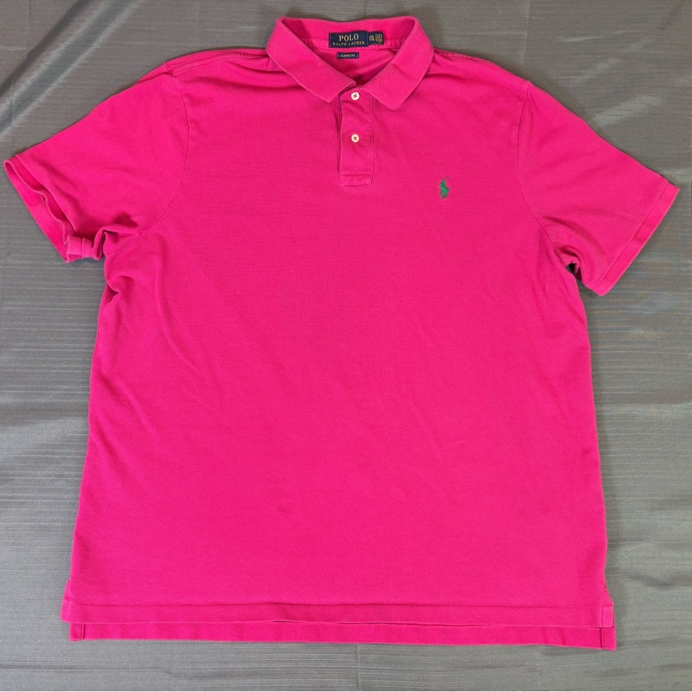 Polo Ralph Lauren Classic Fit Polo Shirt XXL Pink Green Pony Short Sleeve Mens